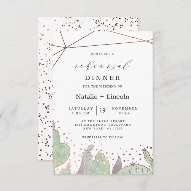 Cactus & Succulents Terrarium Probe Dinner Einladung (Vorne/Hinten)