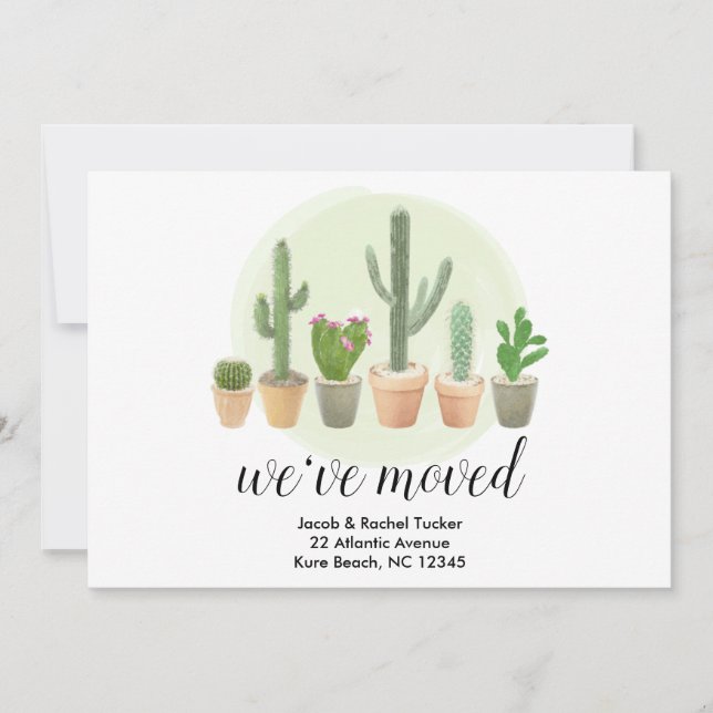 Cactus succulents we moved Moving Announcement Einladung (Vorderseite)