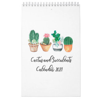 Cactus suculents in wässriger Farbe Kalender