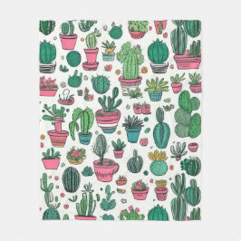 Cactus sukculent Pattern Fleecedecke