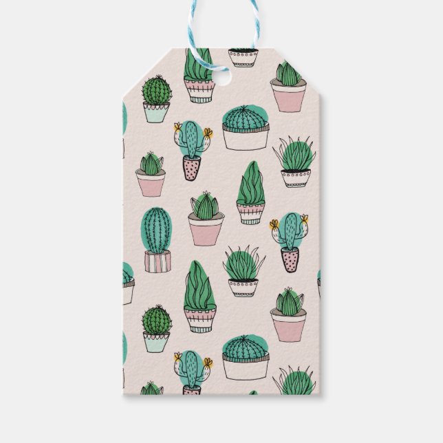 Cactus sukculent Pattern Geschenkanhänger (Vorderseite)