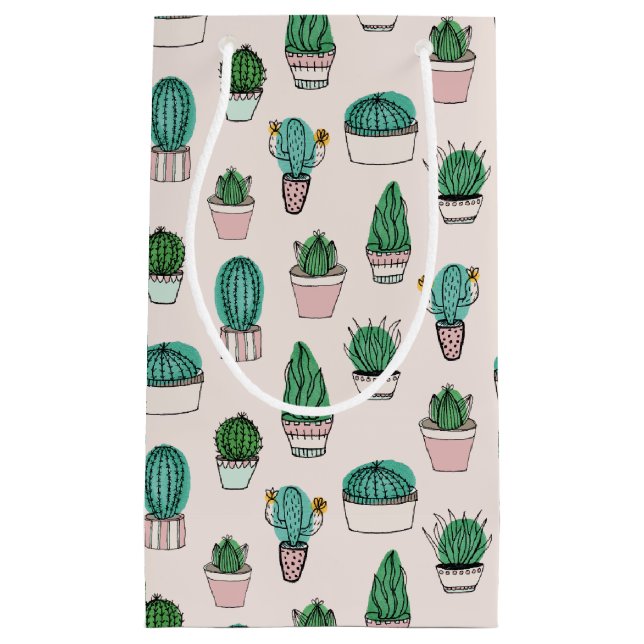 Cactus sukculent Pattern Kleine Geschenktüte (Vorderseite)