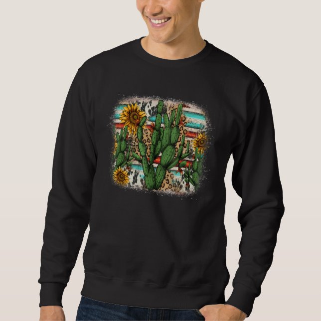 Cactus Sunflowers Serape Leopard Cowhide Western D Sweatshirt (Vorderseite)