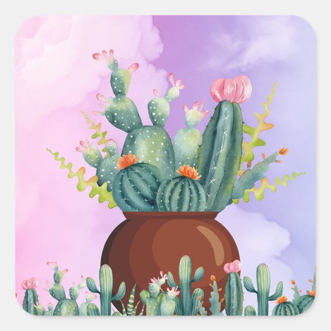 Cactus Sunrise Sticker (Vorderseite)