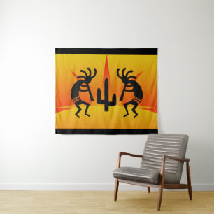 Cactus Sunset Desert Kokopelli Südwest Design Wandteppich