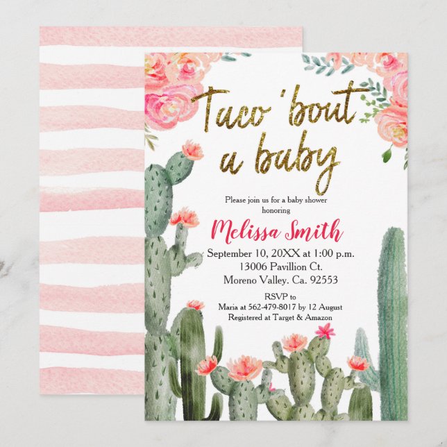 Cactus Taco Bout Baby Shower Einladung (Vorne/Hinten)