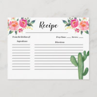 Cactus Taco über Liebe Brautparty Rezept-Karte