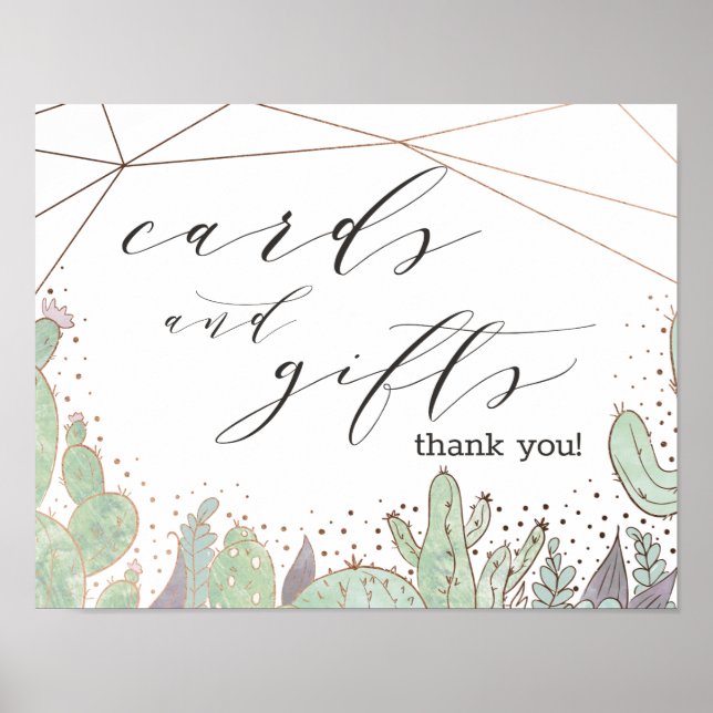 Cactus Terrarium Cards & Gifts Wedding Table Sign Poster (Vorne)