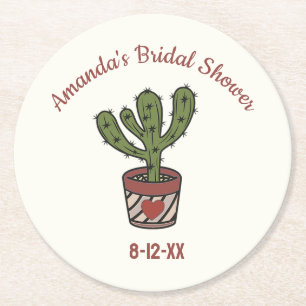 Cactus-Thema-Junggesellinnenabschied-Personalisier Runder Pappuntersetzer
