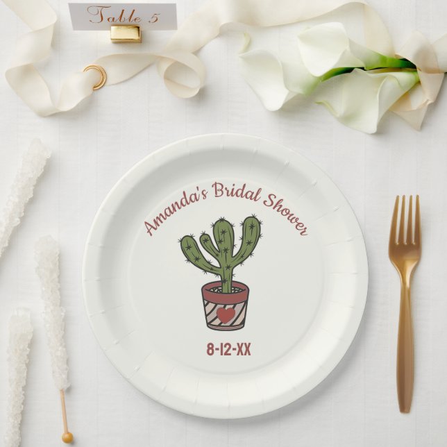 Cactus Theme Brautparty Personalisiert Pappteller (Hochzeit)