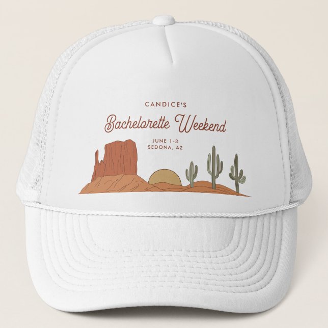 Cactus Themed Desert Bachelorette Truckerkappe (Vorderseite)