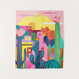 Cactus Town Wandteppich