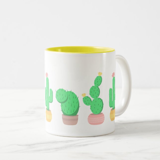 Cactus Trio Desert Moderne Boho Zweifarbige Tasse (VorderseiteRechts)