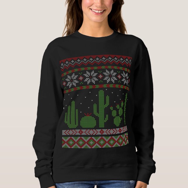 Cactus Ugly Christmas Sweater Südwest Cacti Succ Sweatshirt (Vorderseite)