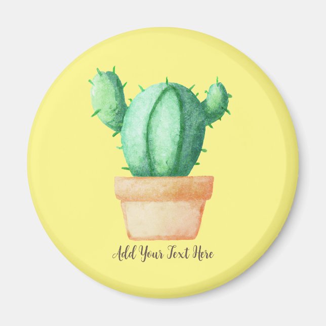 Cactus Watercolor Art - Pflanze Lovers T - Shirt Magnet (Vorne)
