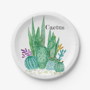 Cactus watercolor cacti Blume Blumenwüste Pappteller