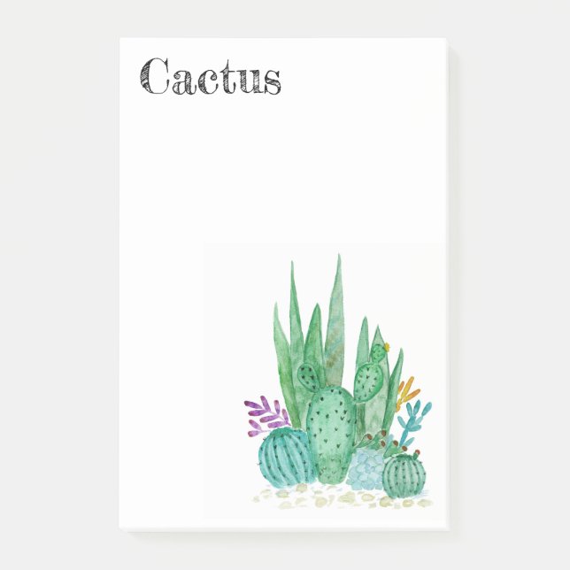 Cactus watercolor cacti Blume Blumenwüste Post-it Klebezettel (Vorderseite)