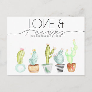 Cactus Watercolor Liebe und Dank Postkarte
