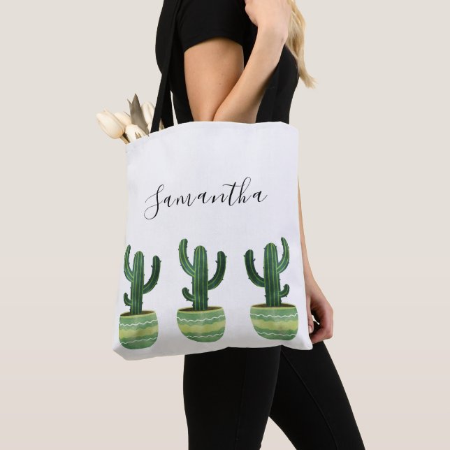 Cactus Watercolor Name Tasche (Von Nahem)