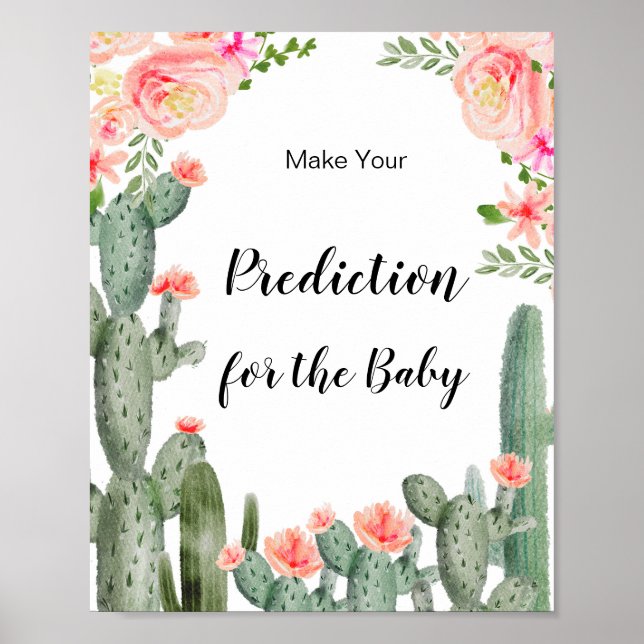 Cactus Watercolor Vorhersagen für das Baby Poster (Vorne)