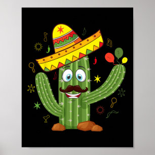 Cactus Wearing Sombrero Mexican Fiesta Cinco De Ma Poster