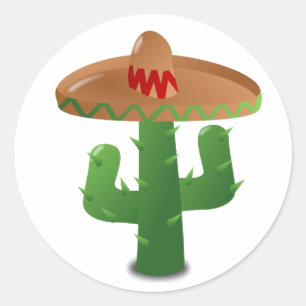 Cactus Wearing Sombrero Runder Aufkleber