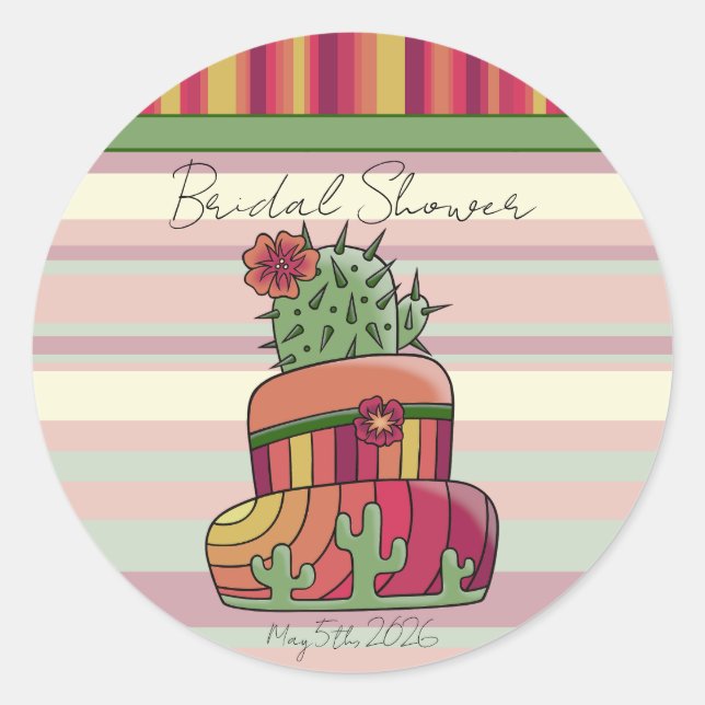 Cactus Wedding "Bridal Shower" Sticker (Vorderseite)