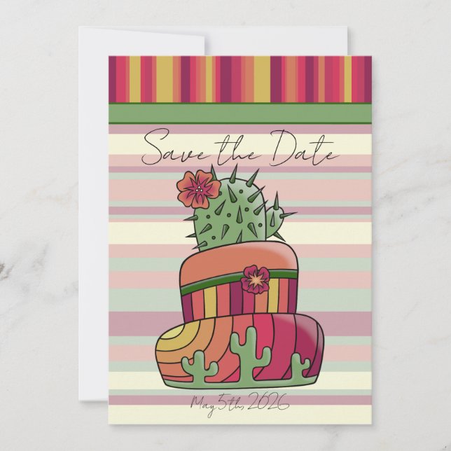 Cactus Wedding Cake "Save the Date" Einladung (Vorderseite)