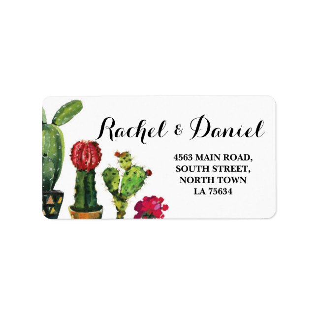 Cactus Wedding Return Address Label Mexican Fiesta Adressaufkleber (Vorne)
