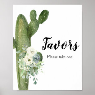 Cactus Weiße Blumen Baby Shower Geschenk Schild