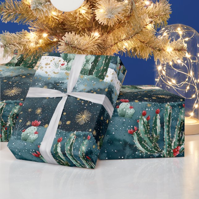 Cactus Western Cowboy Cowgirl Christmas Western Geschenkpapier (Feiertage)