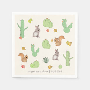 Cactus Woodland Pattern Baby Shower Paper Napkin Serviette