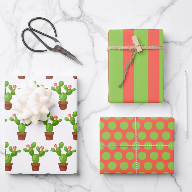 Cactus Wrapping Paper Set Geschenkpapier Set (Vorderseite)