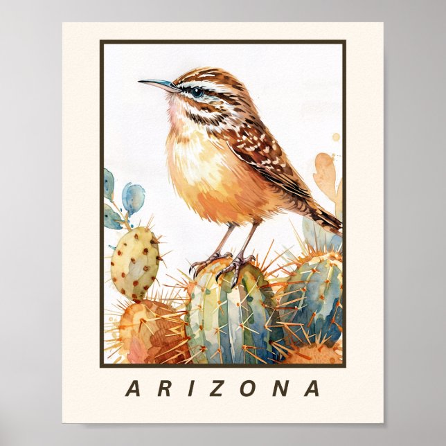 Cactus Wren Arizona Staatsvogel  Poster (Vorne)
