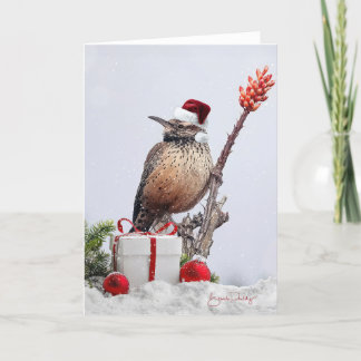 Cactus Wren in Ocotillo 12x18 Christmas Blank Card Dankeskarte