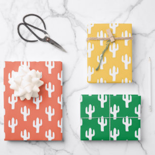 Cactus Yellow Orange Green Südwest Wüste Fun Geschenkpapier Set