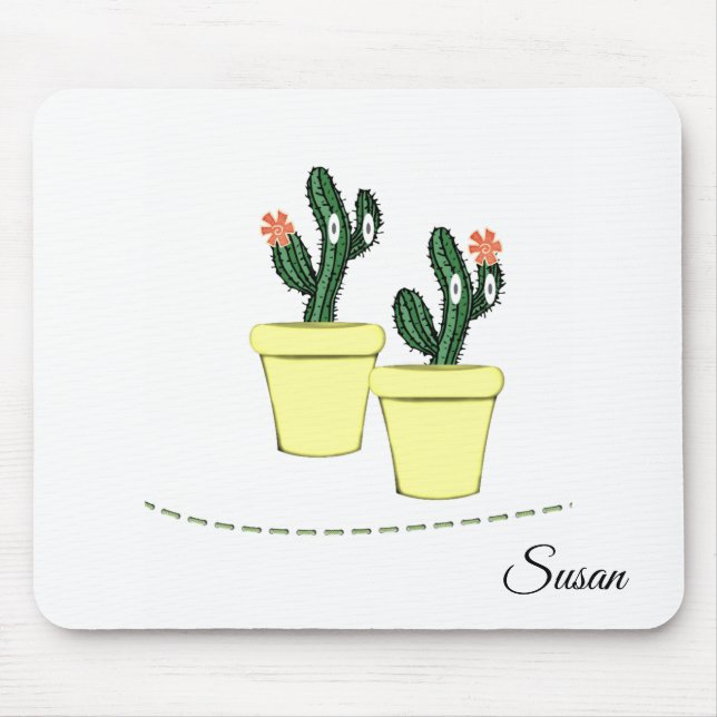 Cactus Yellow Pots Floral Mouse Pad! Mousepad (Vorne)