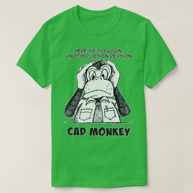 Cad Monkey höre kein Übel T-Shirt (Design vorne)