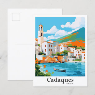 Cadaques Spanien Vintage Reiseporträt Postkarte
