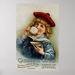 Cadbury's ~ Cocoa Drinking Chocolate ~ UK 1890 Poster