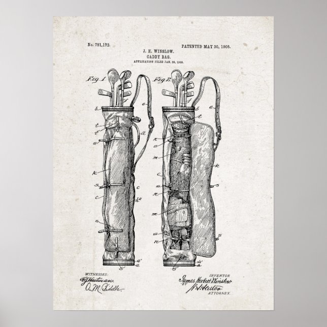 Caddy Bag Patent Print Poster (Vorne)