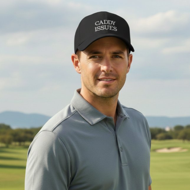Caddy Issues Black & White Golf Hat Bestickte Baseballkappe (Von Creator hochgeladen)