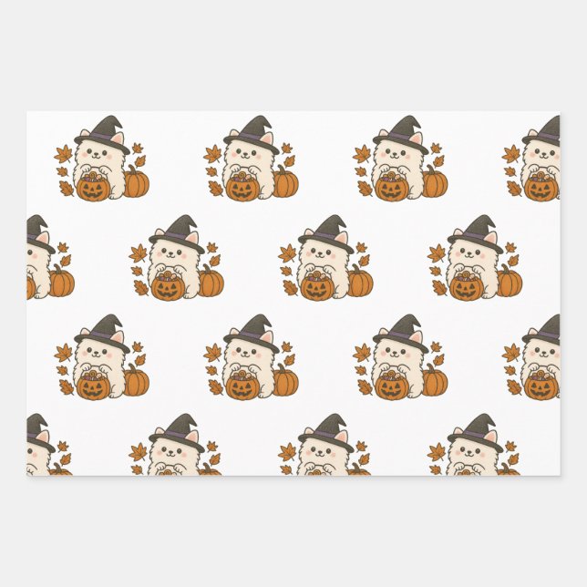 Cadeaupapier Set Halloween / Pomeranian Geschenkpapier Set (Vorderseite 2)