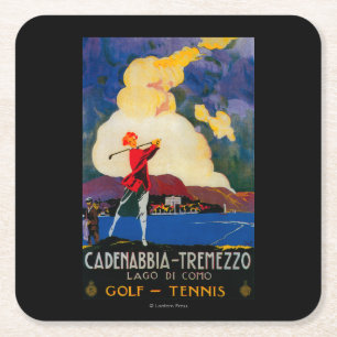 CadenabbiaTremezzo Vintage PosterEuropa Rechteckiger Pappuntersetzer