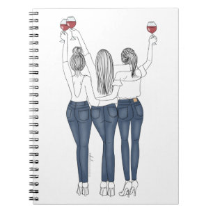 Caderno Desenho Amigas com Vinho Notizblock