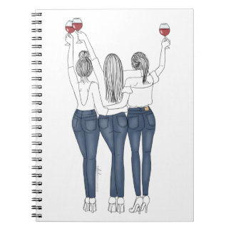 Caderno Desenho Amigas com Vinho Notizblock
