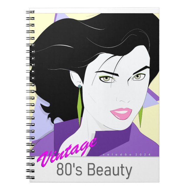 Caderno Espiral - com rosto de mulher 80s Style Notizblock (Vorderseite)