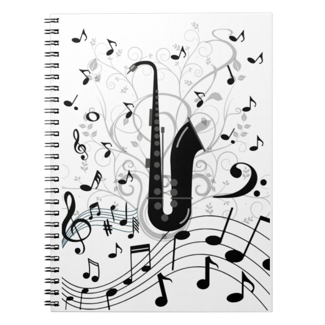 Caderno Espirale musicom saxofone Notizblock (Vorderseite)