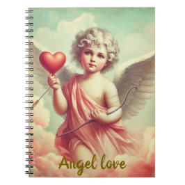 caderno personalizado anjo cupido com coração  notizblock