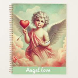caderno personalizado anjo cupido com coração  planer